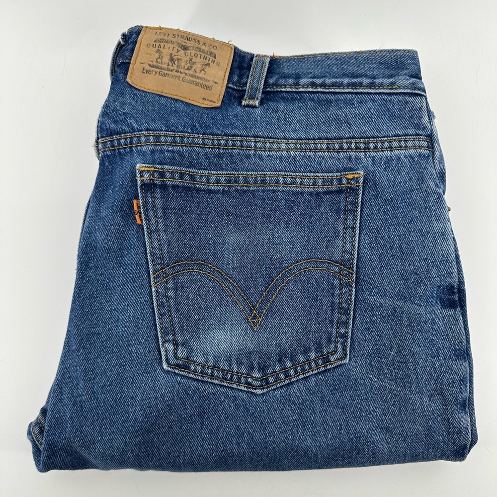 Vintage Levi Strauss & Co. Classic Blue Jeans Leather Patch Orange Tab